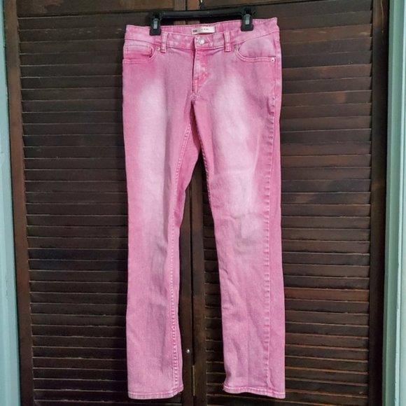Levi's Hot Pink Acid Wash 711 Skinny Jeans Girls Size 14 Adjustable Waist - Picture 3 of 8
